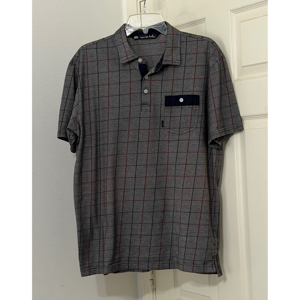 Travis Mathew PGA Tour Mens sz L Short Sleeve Polo Shirt Golf Preppy Athleisure